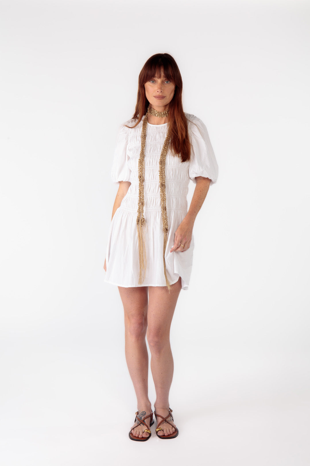 Cowgirl Surfer Sienne Shirred Mini White