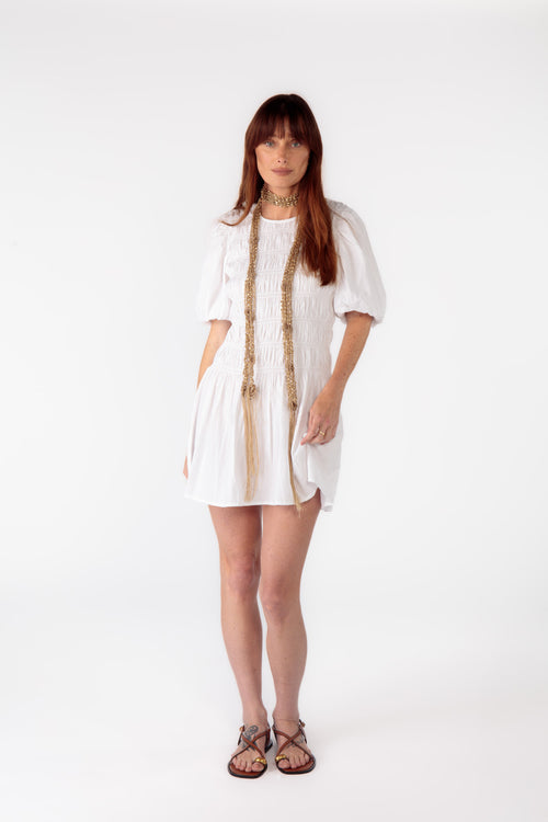 Cowgirl Surfer Sienne Shirred Mini White