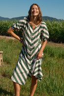 Itami Stripe Button Dress Olive