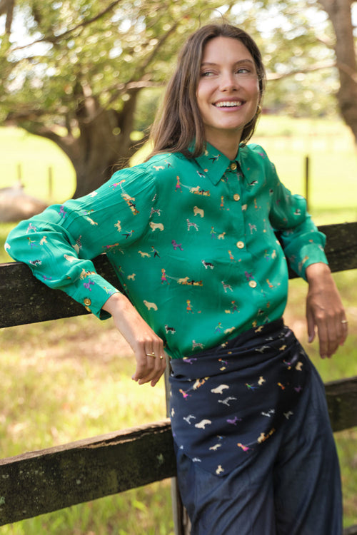 Rubyyaya Puppy Love Shirt Emerald