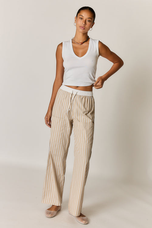 Giliann Alma Pocket Pant Tan Stripe