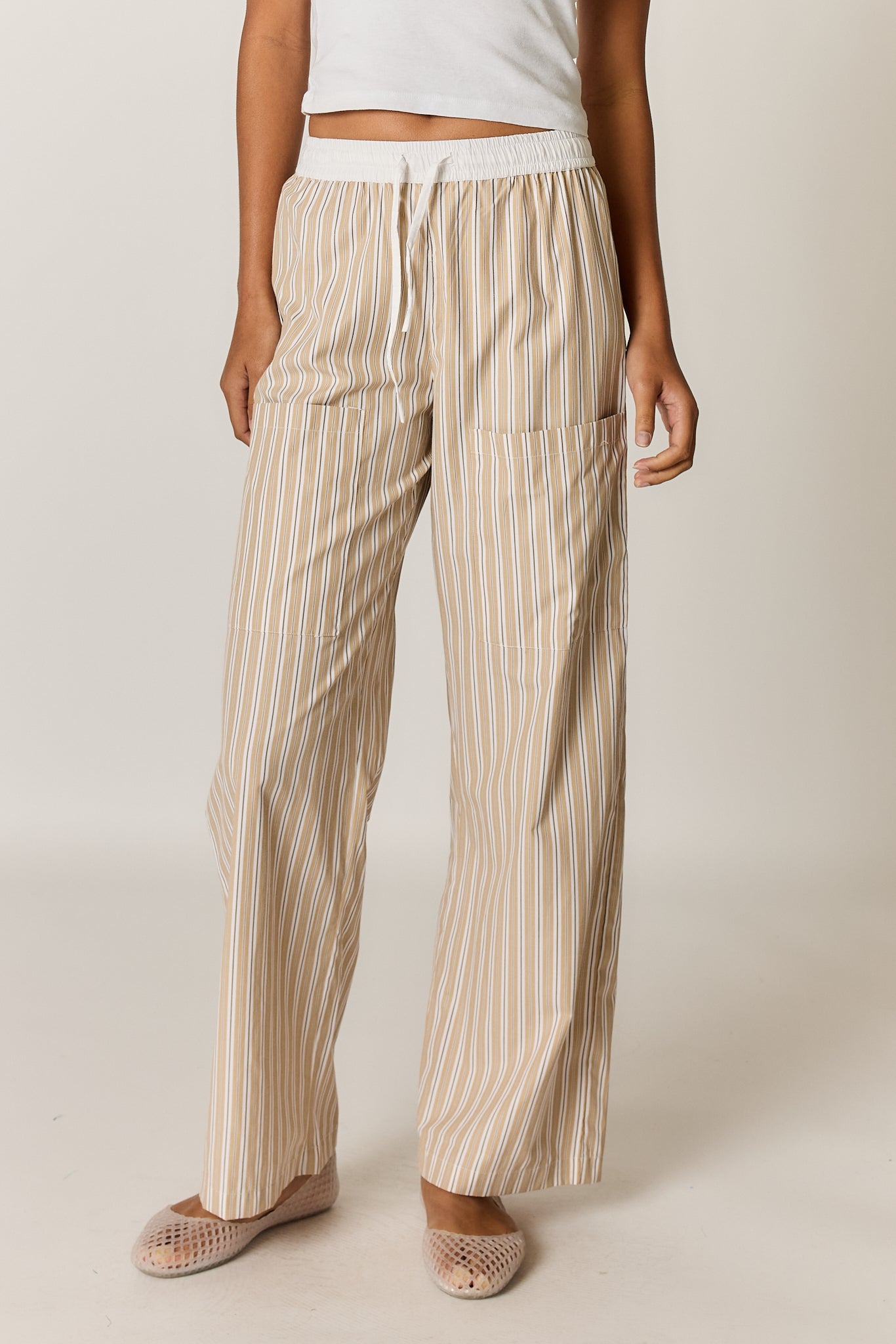 Giliann Alma Pocket Pant Tan Stripe