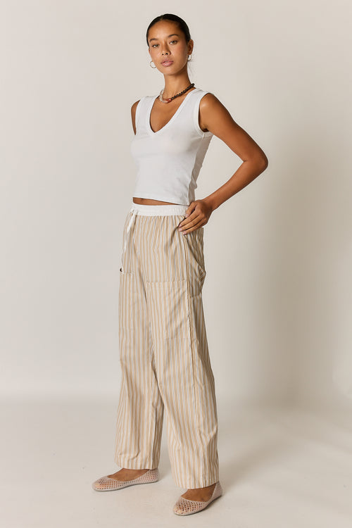 Giliann Alma Pocket Pant Tan Stripe