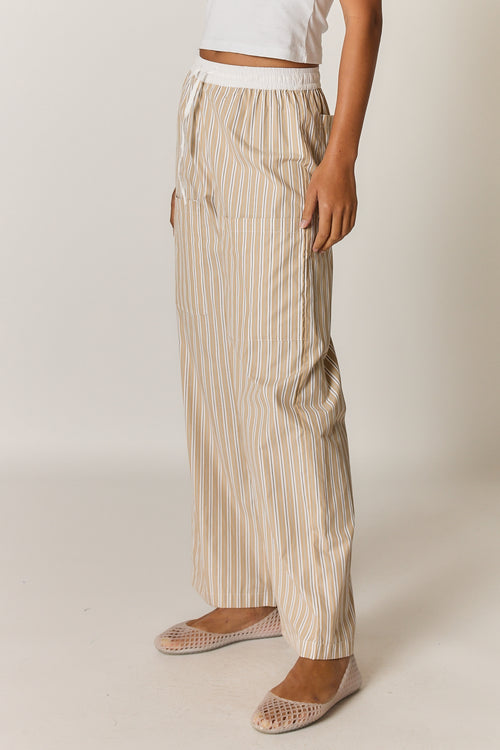 Giliann Alma Pocket Pant Tan Stripe