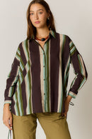 Giliann Joni Shirt Burgundy Stripe