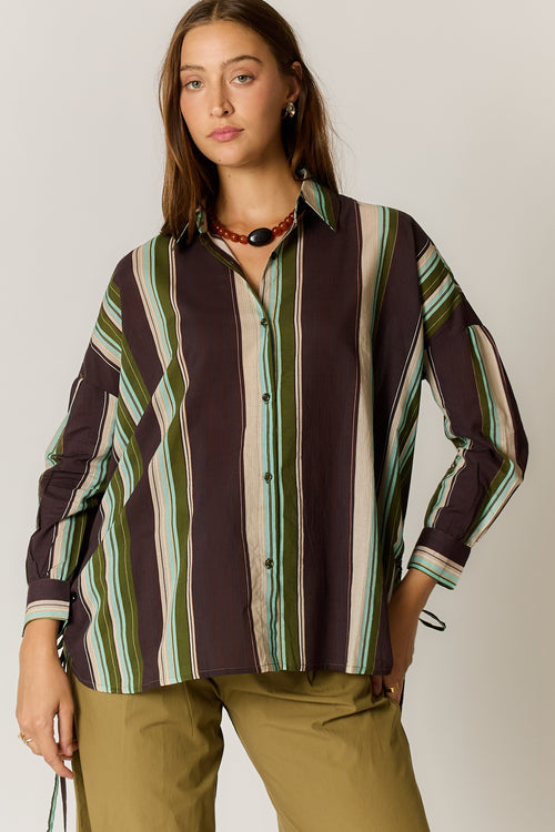 Giliann Joni Shirt Burgundy Stripe