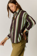 Giliann Joni Shirt Burgundy Stripe