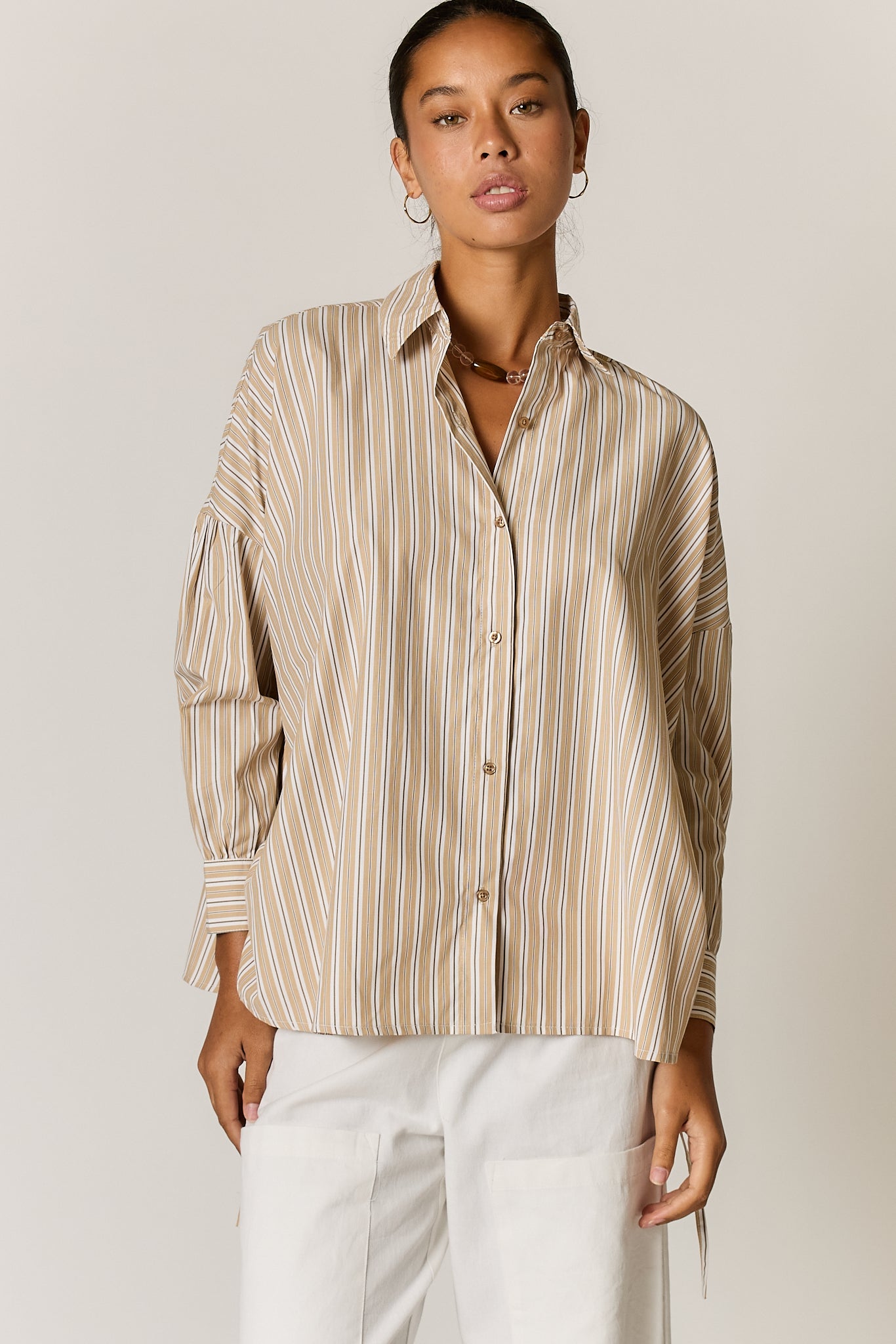 Giliann Joni Shirt Tan Stripe