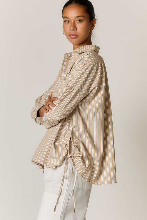 Giliann Joni Shirt Tan Stripe