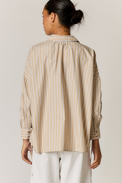 Giliann Joni Shirt Tan Stripe