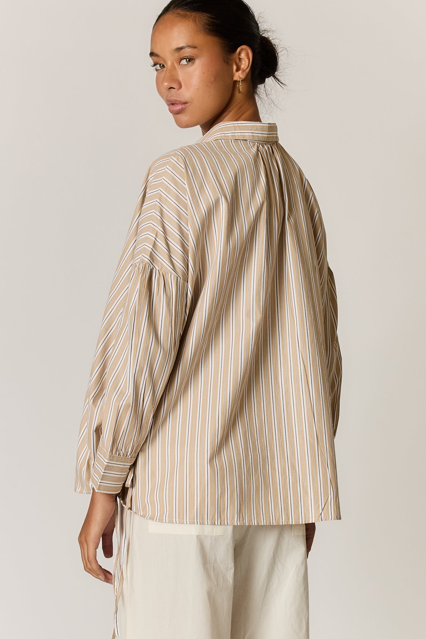 Giliann Joni Shirt Tan Stripe