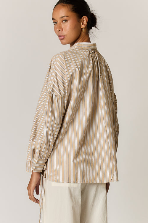 Giliann Joni Shirt Tan Stripe