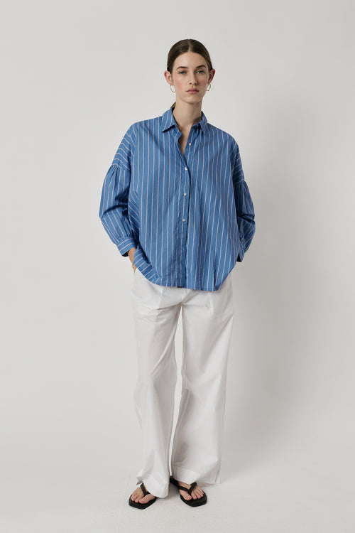 Giliann Kennedy Cut-Out Shirt Blue Stripe