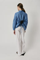 Giliann Kennedy Cut-Out Shirt Blue Stripe