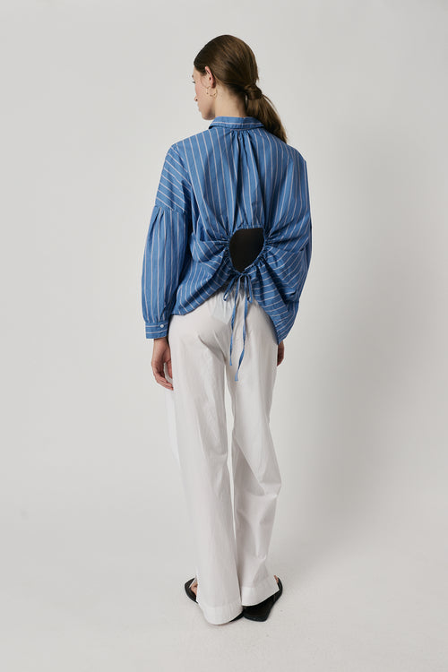 Giliann Kennedy Cut-Out Shirt Blue Stripe