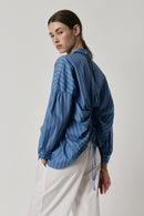 Giliann Kennedy Cut-Out Shirt Blue Stripe
