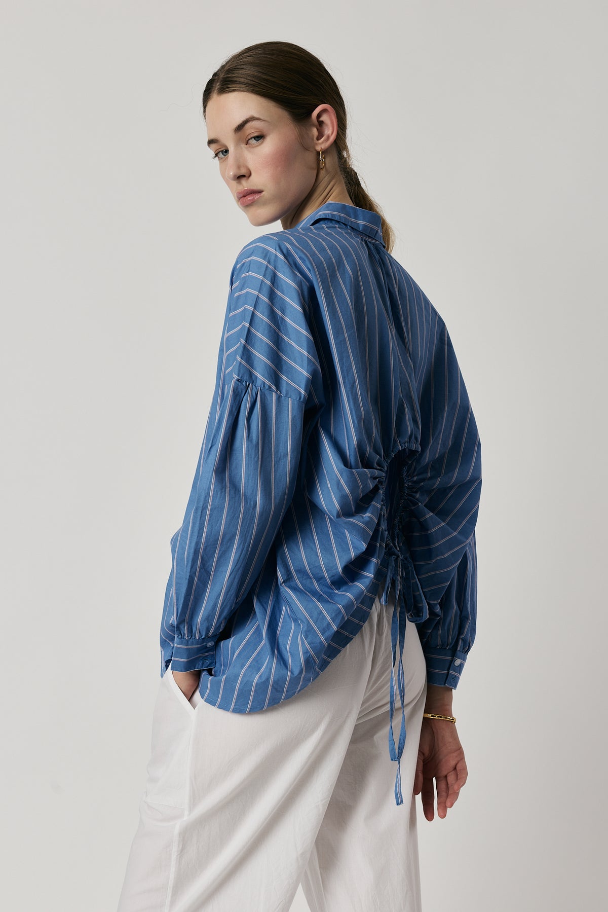 Giliann Kennedy Cut-Out Shirt Blue Stripe