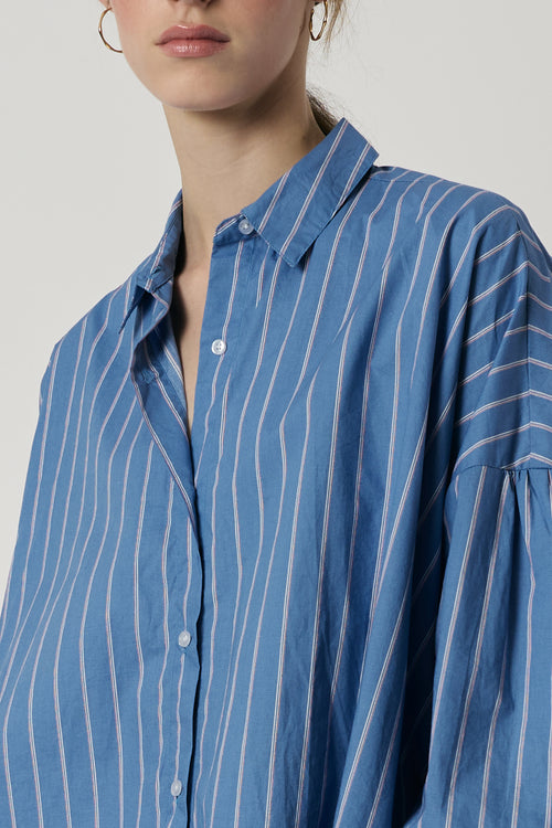 Giliann Kennedy Cut-Out Shirt Blue Stripe