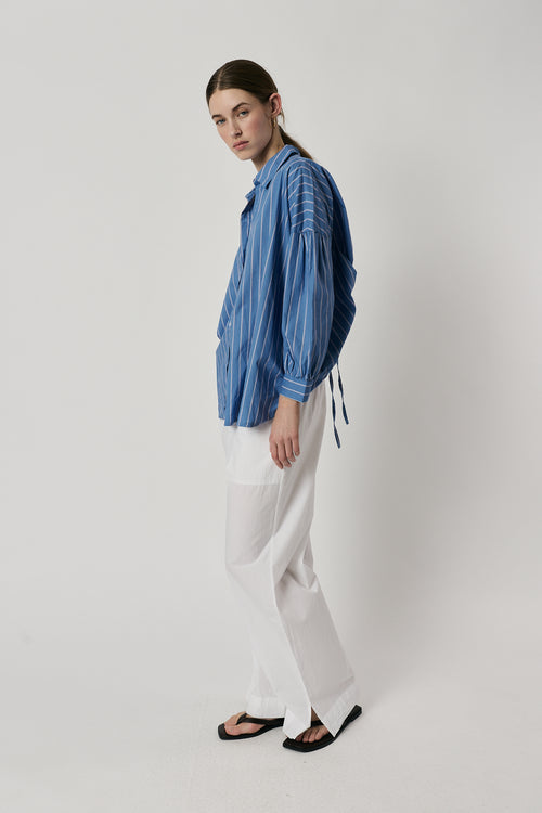 Giliann Kennedy Cut-Out Shirt Blue Stripe