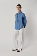 Giliann Kennedy Cut-Out Shirt Blue Stripe