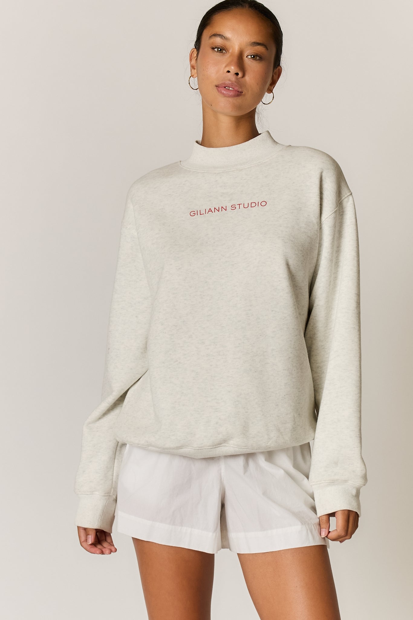 Giliann Logo Mockneck Pullover Grey