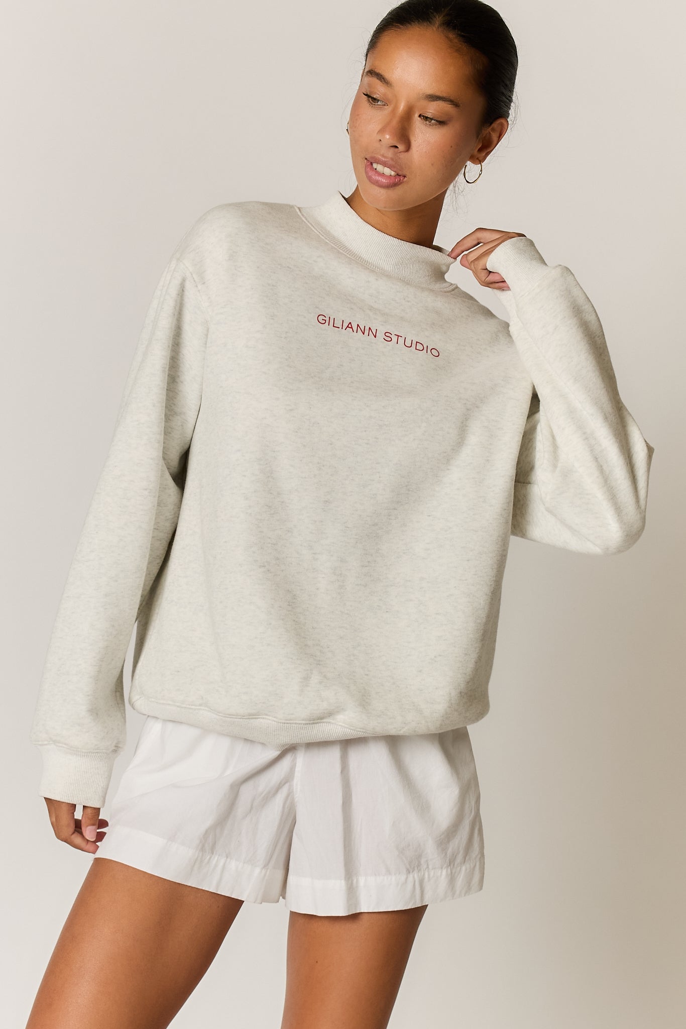 Giliann Logo Mockneck Pullover Grey