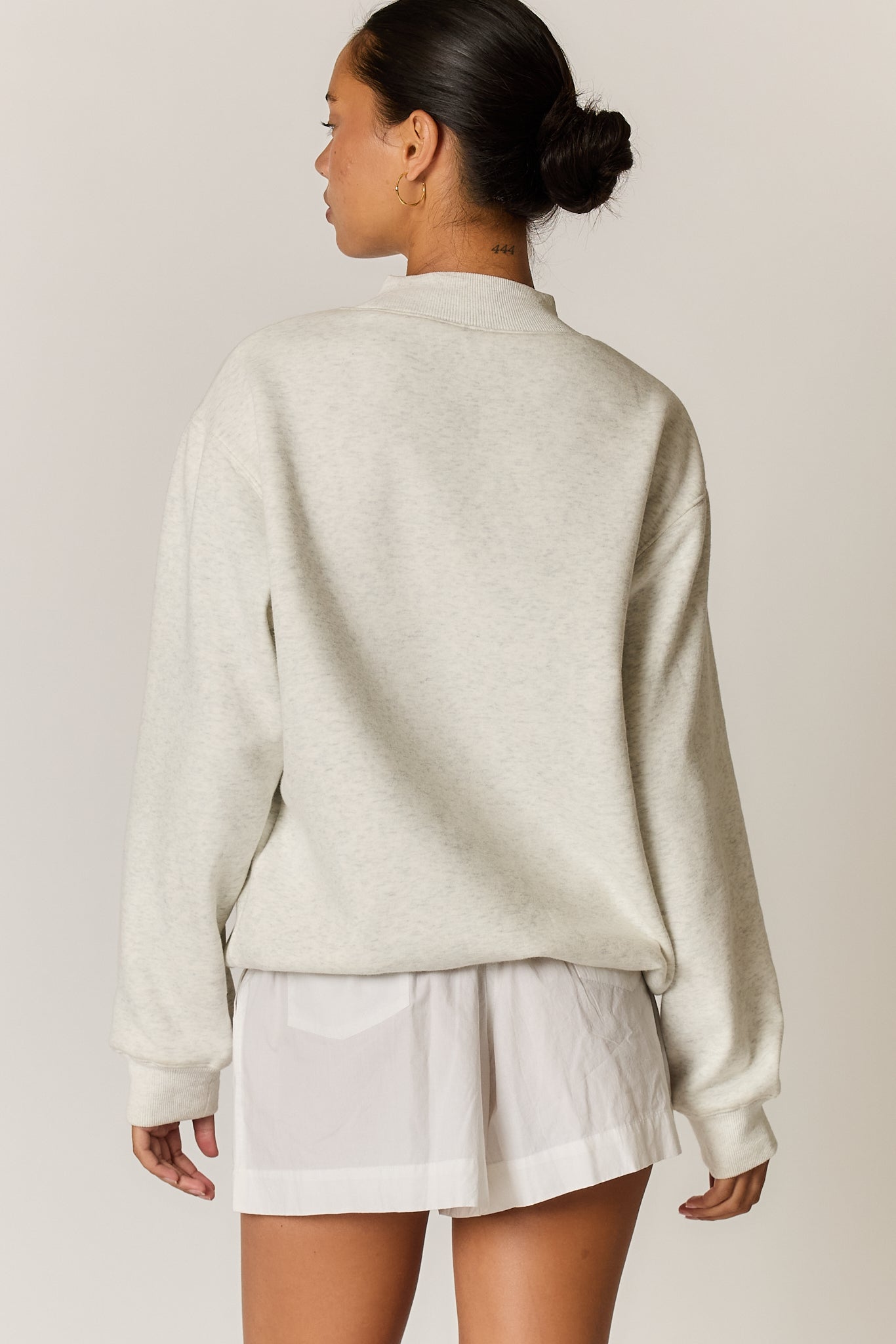 Giliann Logo Mockneck Pullover Grey