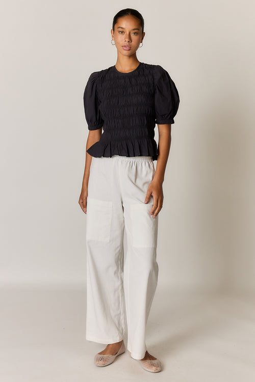 Giliann Pyke Shirred Top Black