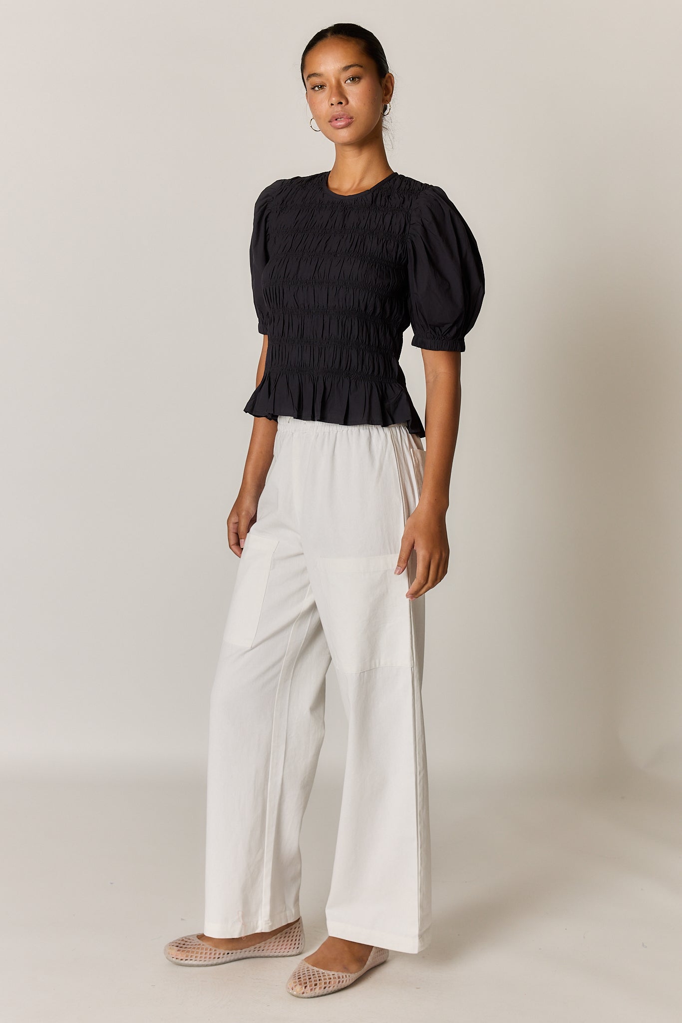 Giliann Pyke Shirred Top Black