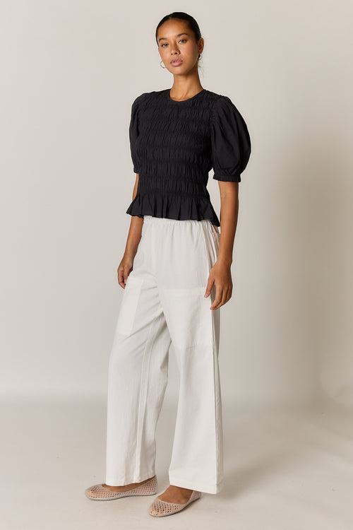 Giliann Pyke Shirred Top Black