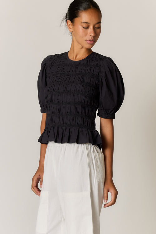 Giliann Pyke Shirred Top Black