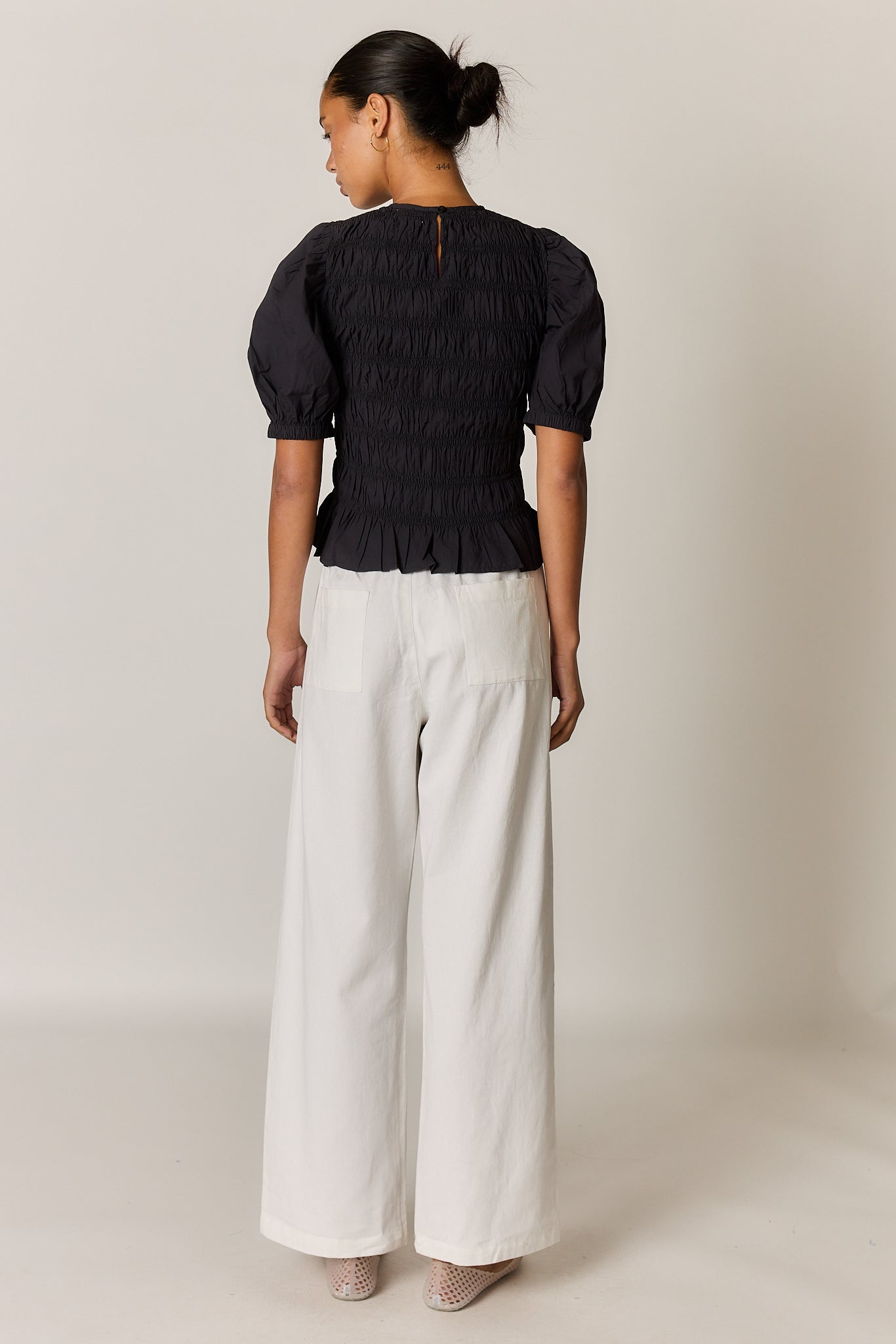 Giliann Pyke Shirred Top Black