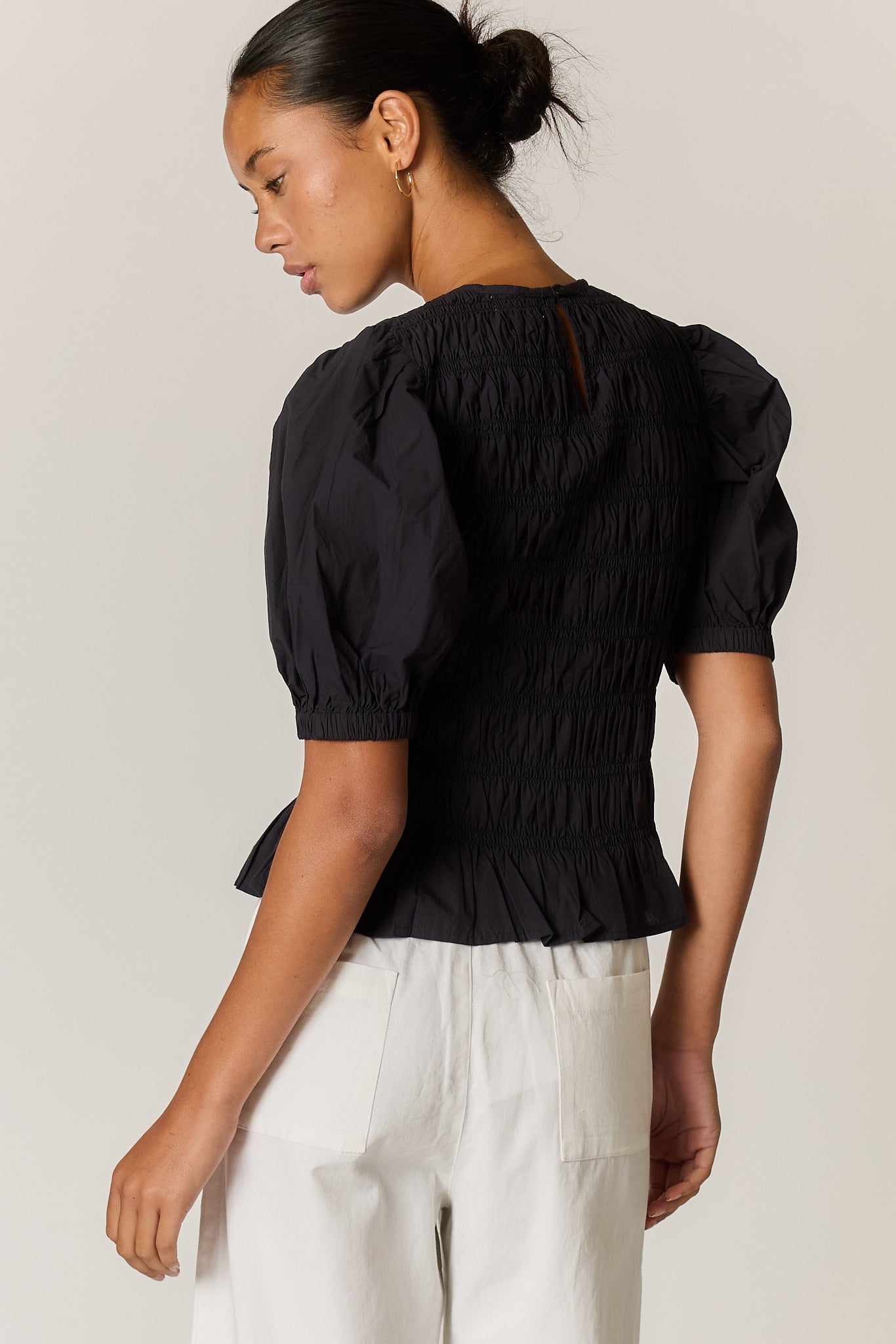 Giliann Pyke Shirred Top Black