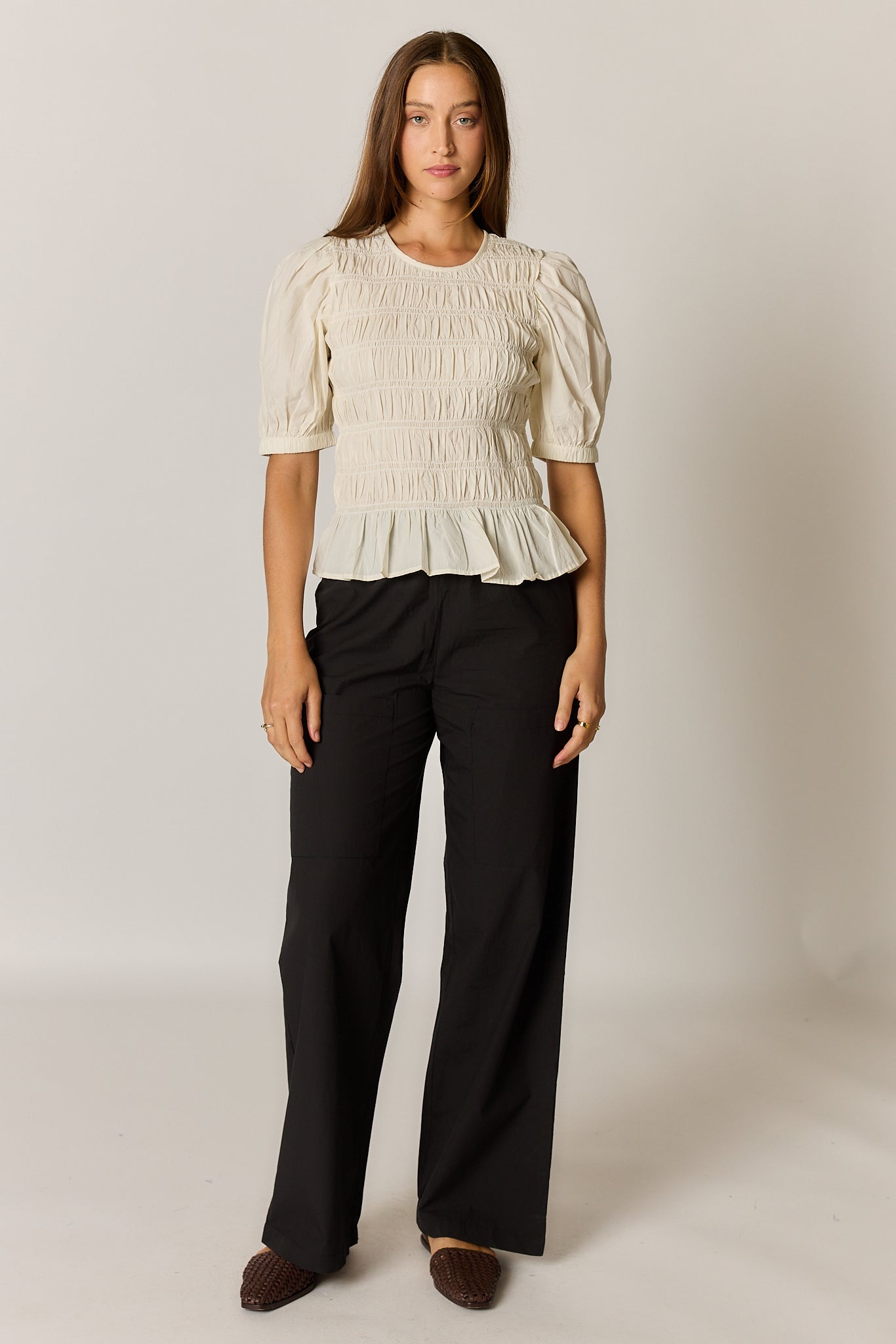 Giliann Pyke Shirred Top Coconut