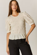 Giliann Pyke Shirred Top Coconut
