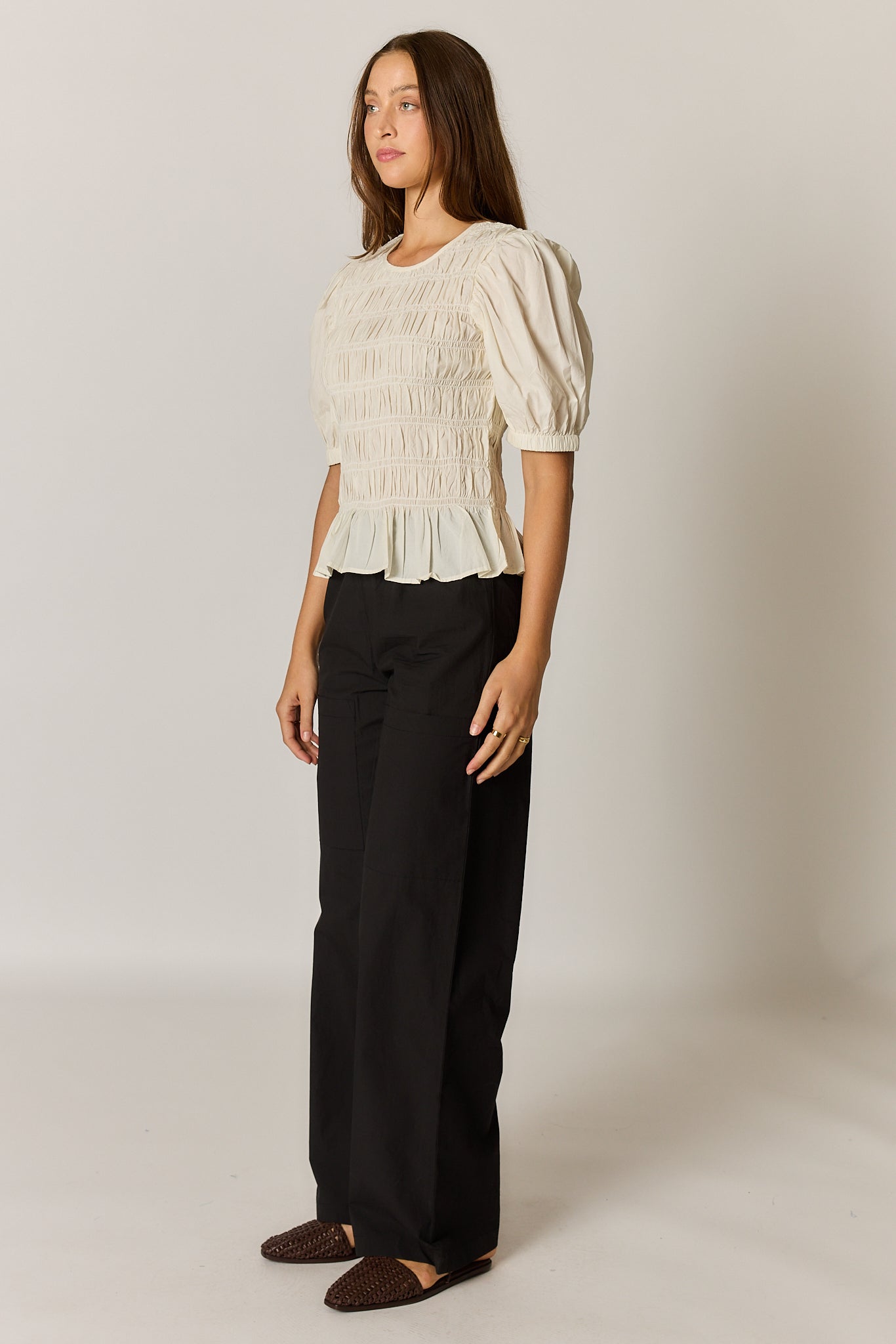 Giliann Pyke Shirred Top Coconut