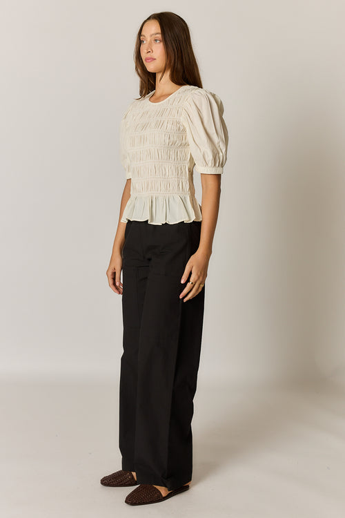 Giliann Pyke Shirred Top Coconut