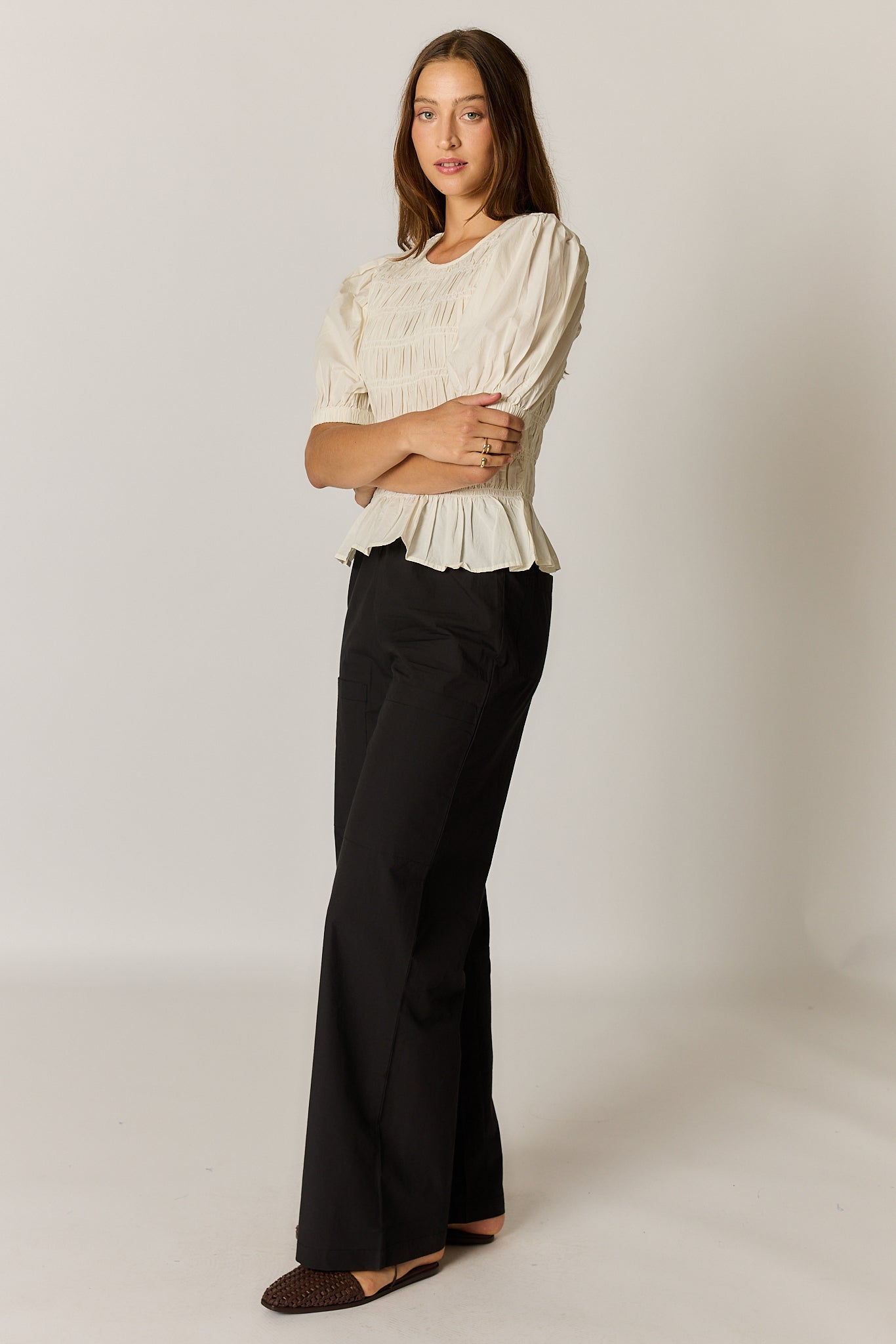Giliann Pyke Shirred Top Coconut
