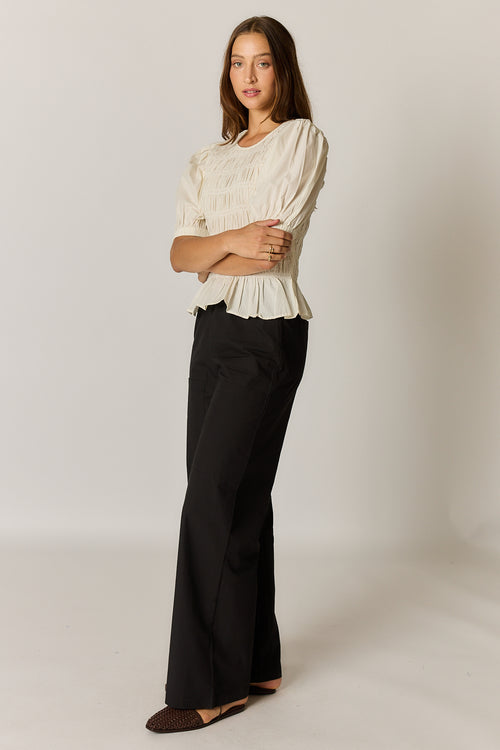 Giliann Pyke Shirred Top Coconut