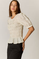 Giliann Pyke Shirred Top Coconut