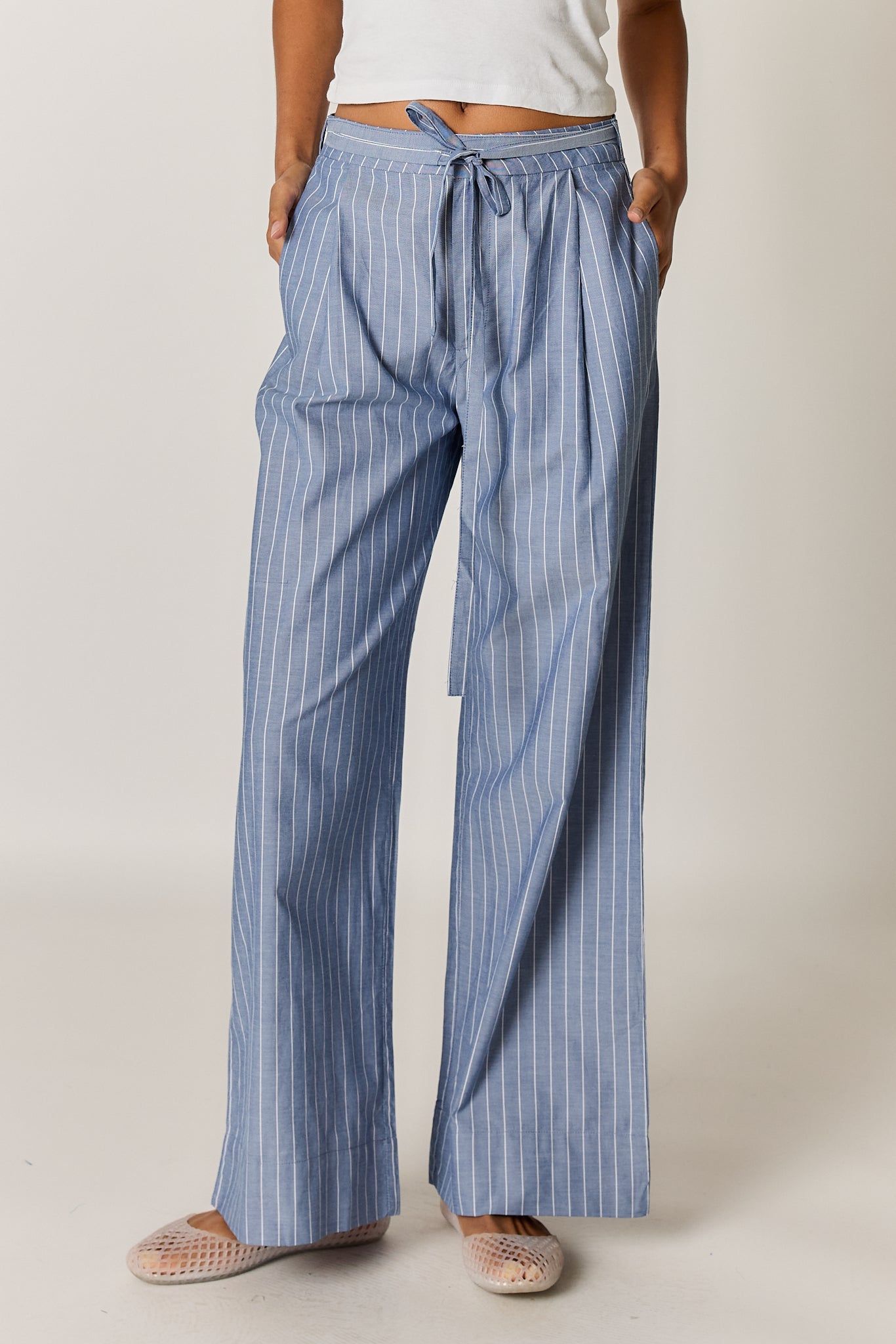 Giliann Floyd Tie Pant Blue Pin Stripe
