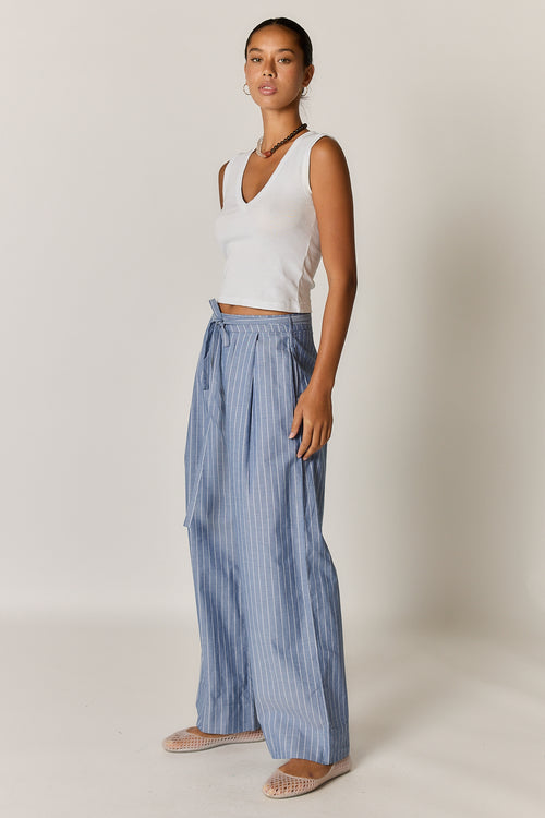 Giliann Floyd Tie Pant Blue Pin Stripe