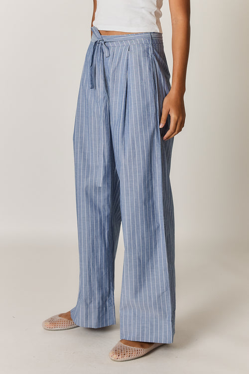 Giliann Floyd Tie Pant Blue Pin Stripe
