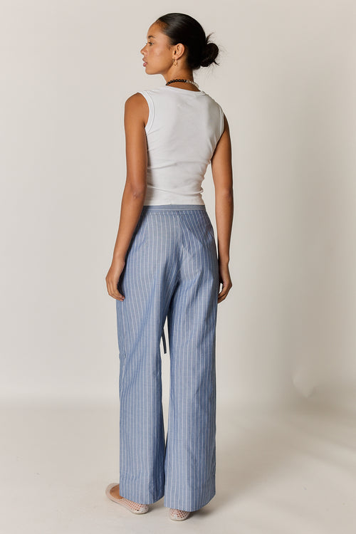 Giliann Floyd Tie Pant Blue Pin Stripe
