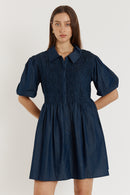 Giliann Gimlet Shirred Dress Denim
