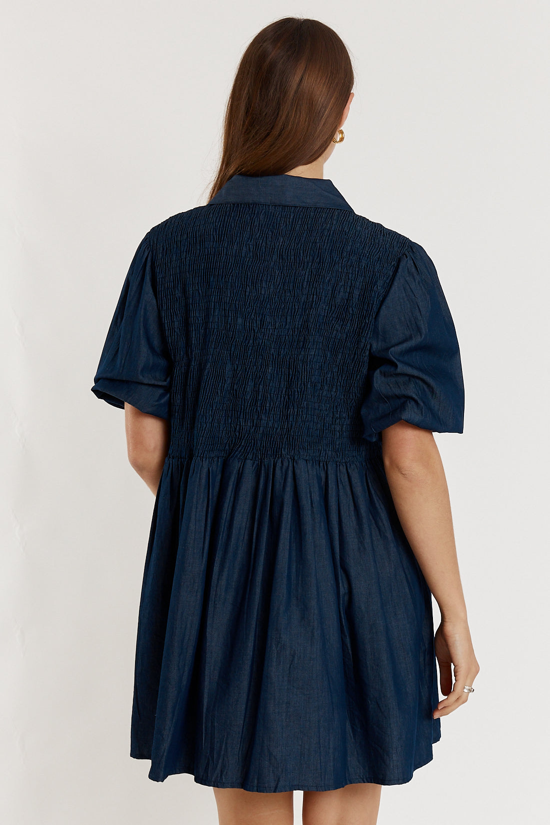 Giliann Gimlet Shirred Dress Denim