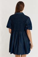 Giliann Gimlet Shirred Dress Denim