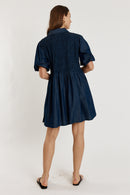 Giliann Gimlet Shirred Dress Denim