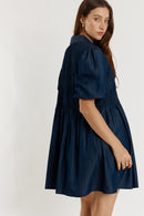 Giliann Gimlet Shirred Dress Denim