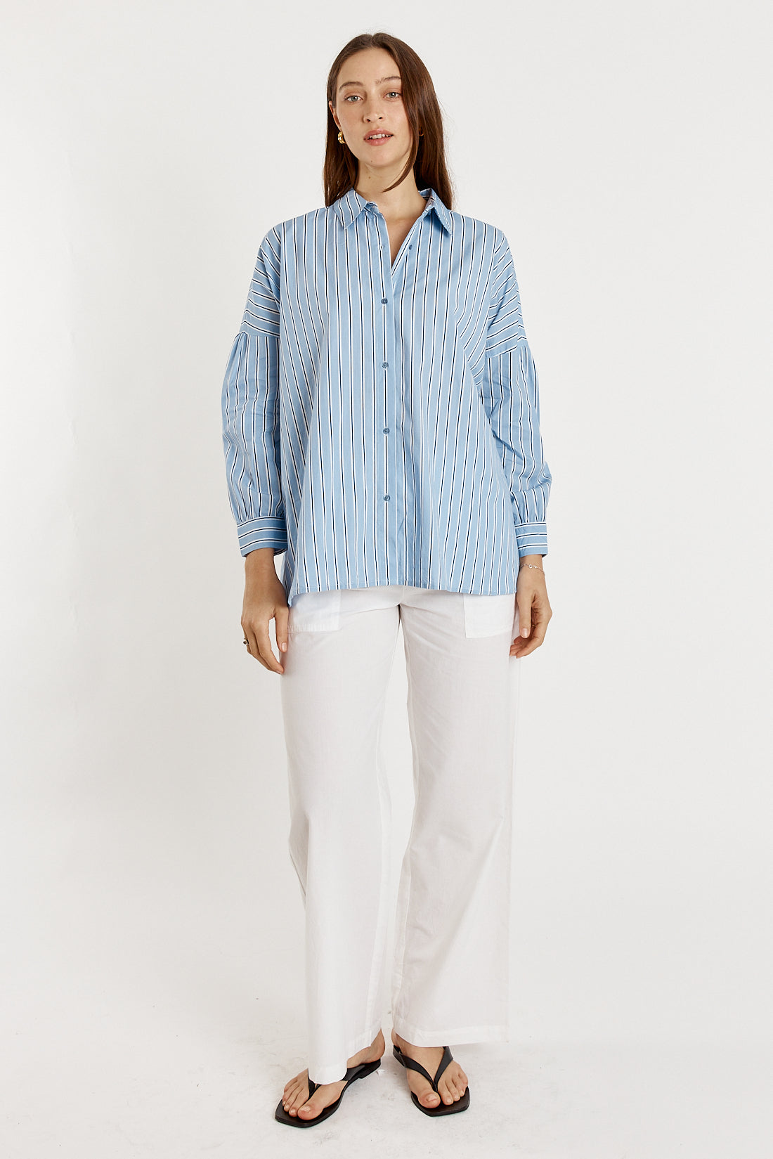 Giliann Jean Cut Out Shirt Blue Stripe